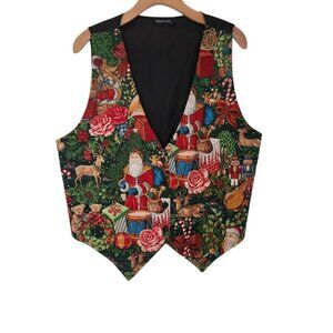 Vintage ROBYN-LYNN Christmas Vest Bright Colorful Womens Large USA‎ Made EUC